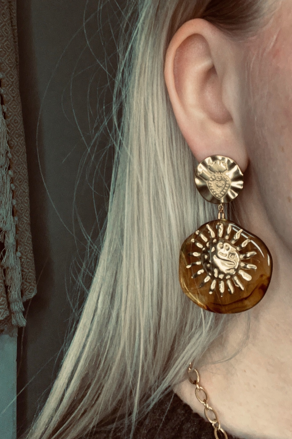 Amber Statement Oorbellen