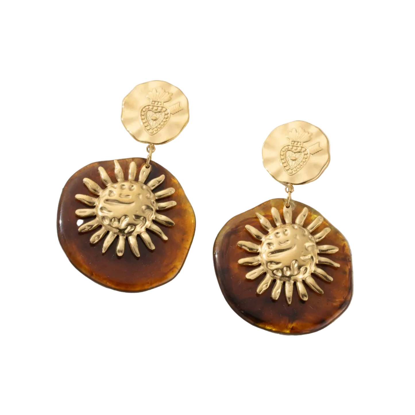 Gouden Amber Hang Oorbellen