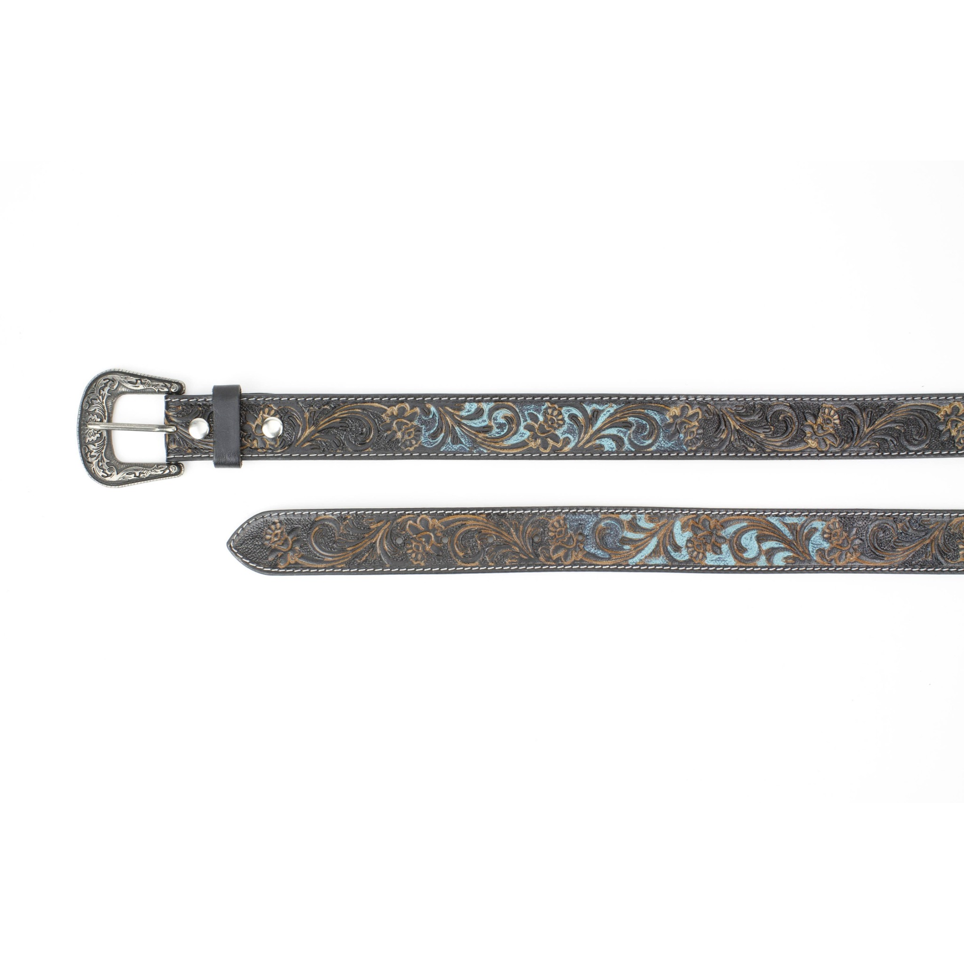 Leren Western Riem Met Turquoise Accenten