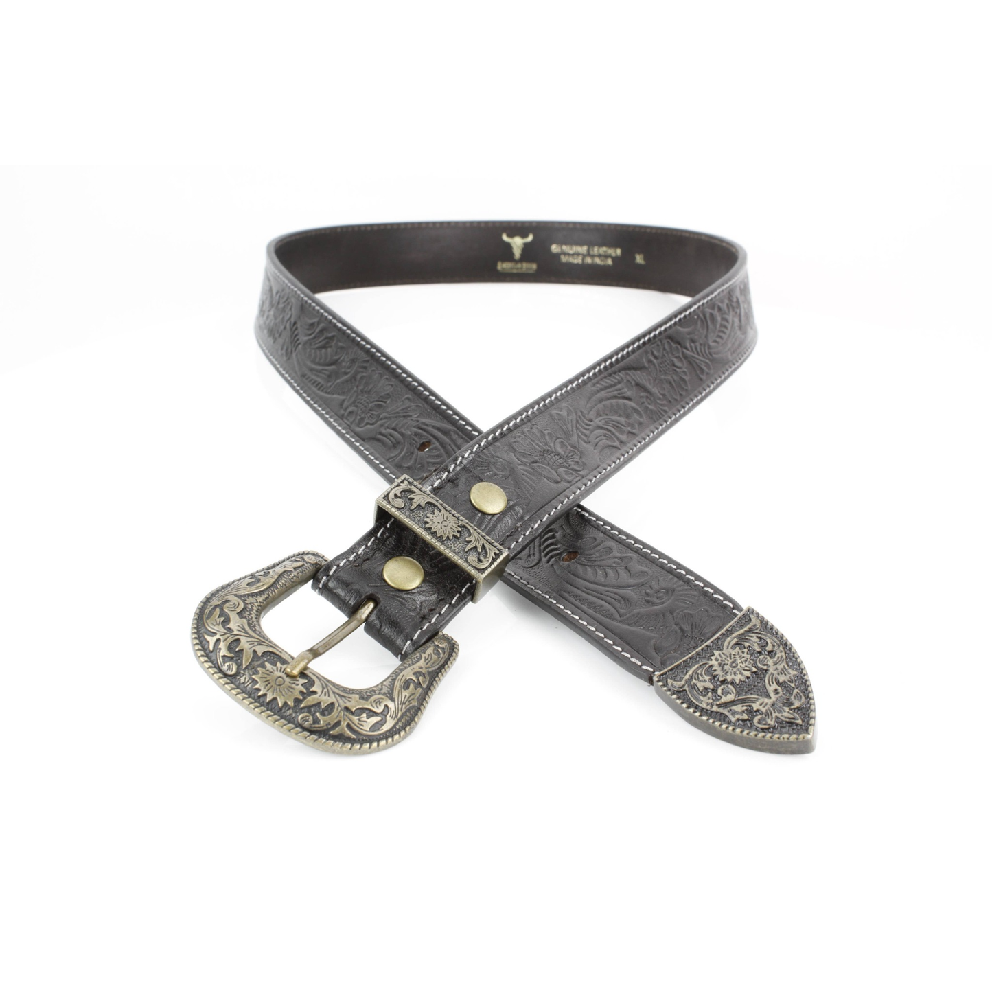 American Bison Zwarte Leren Riem