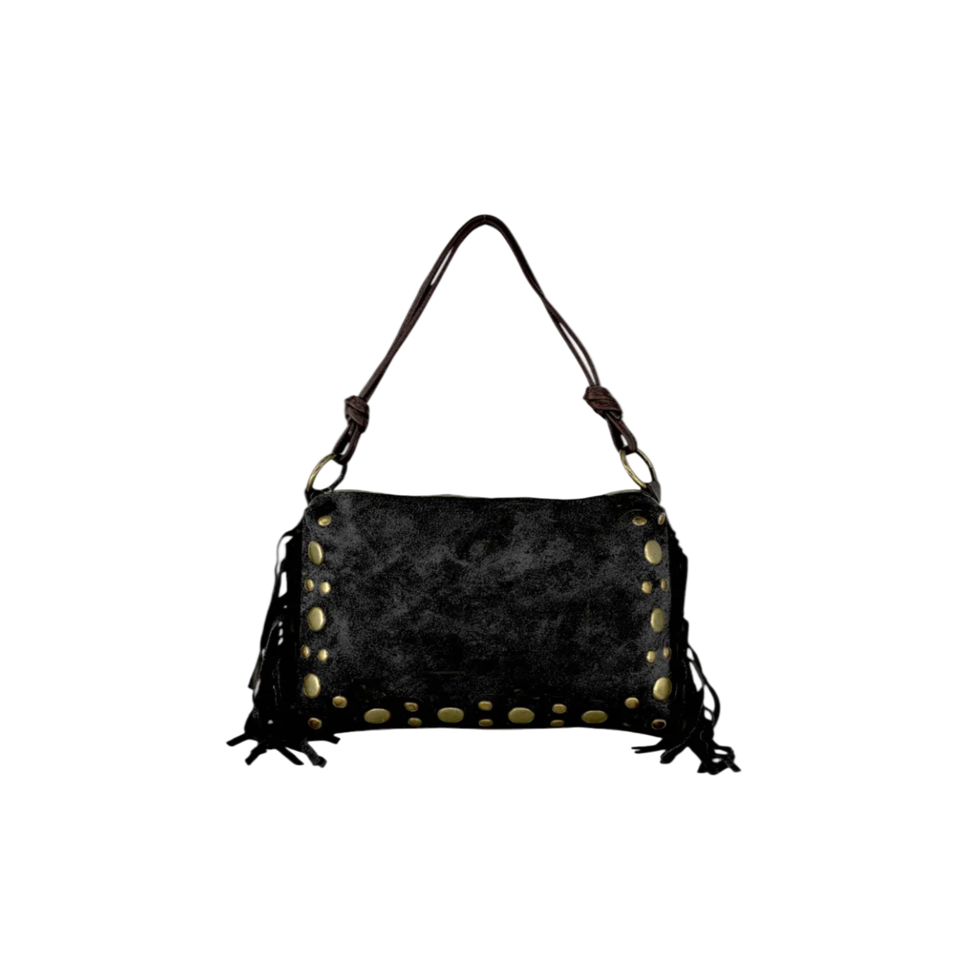 Zwarte Suède Leren Tas Met Studs