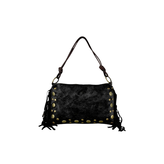 Zwarte Suède Leren Tas Met Studs