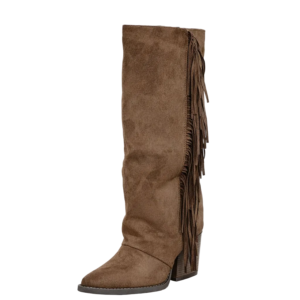Bruine Suède Cowboyboots met Franjes