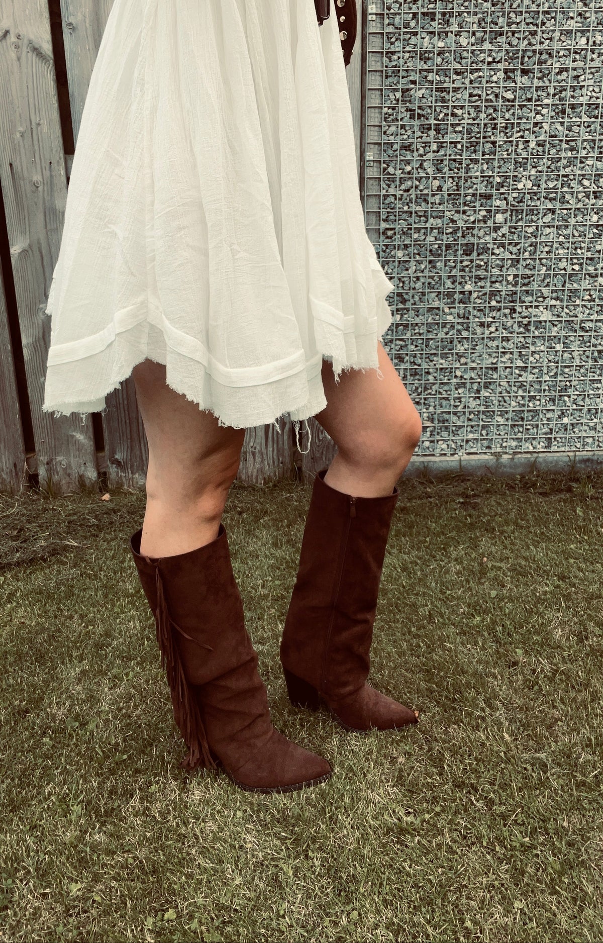 Bruine Suède Cowboyboots met Franjes