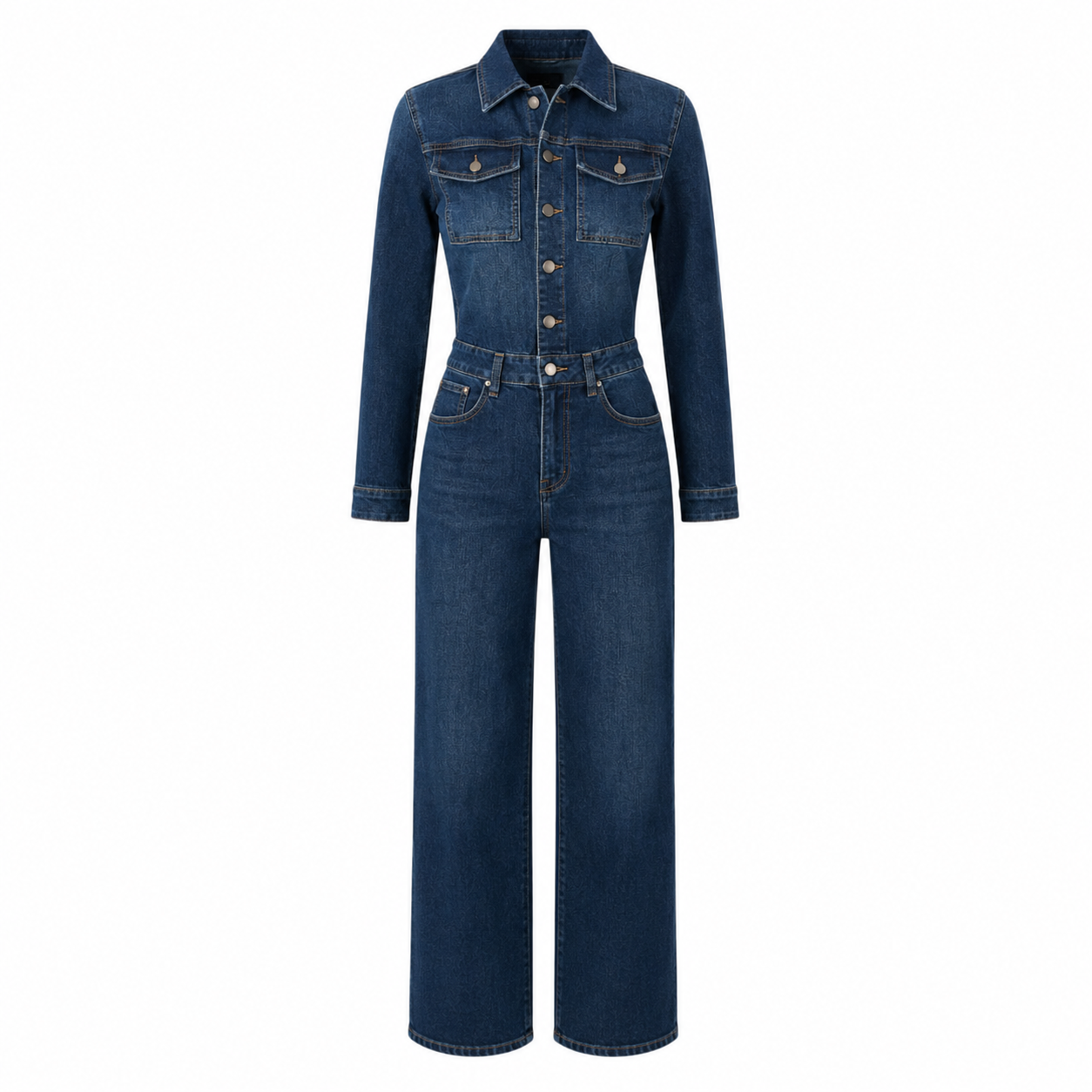 Denim Jumpsuit Met Lange Mouwen