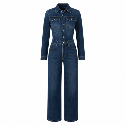Denim Jumpsuit Met Lange Mouwen