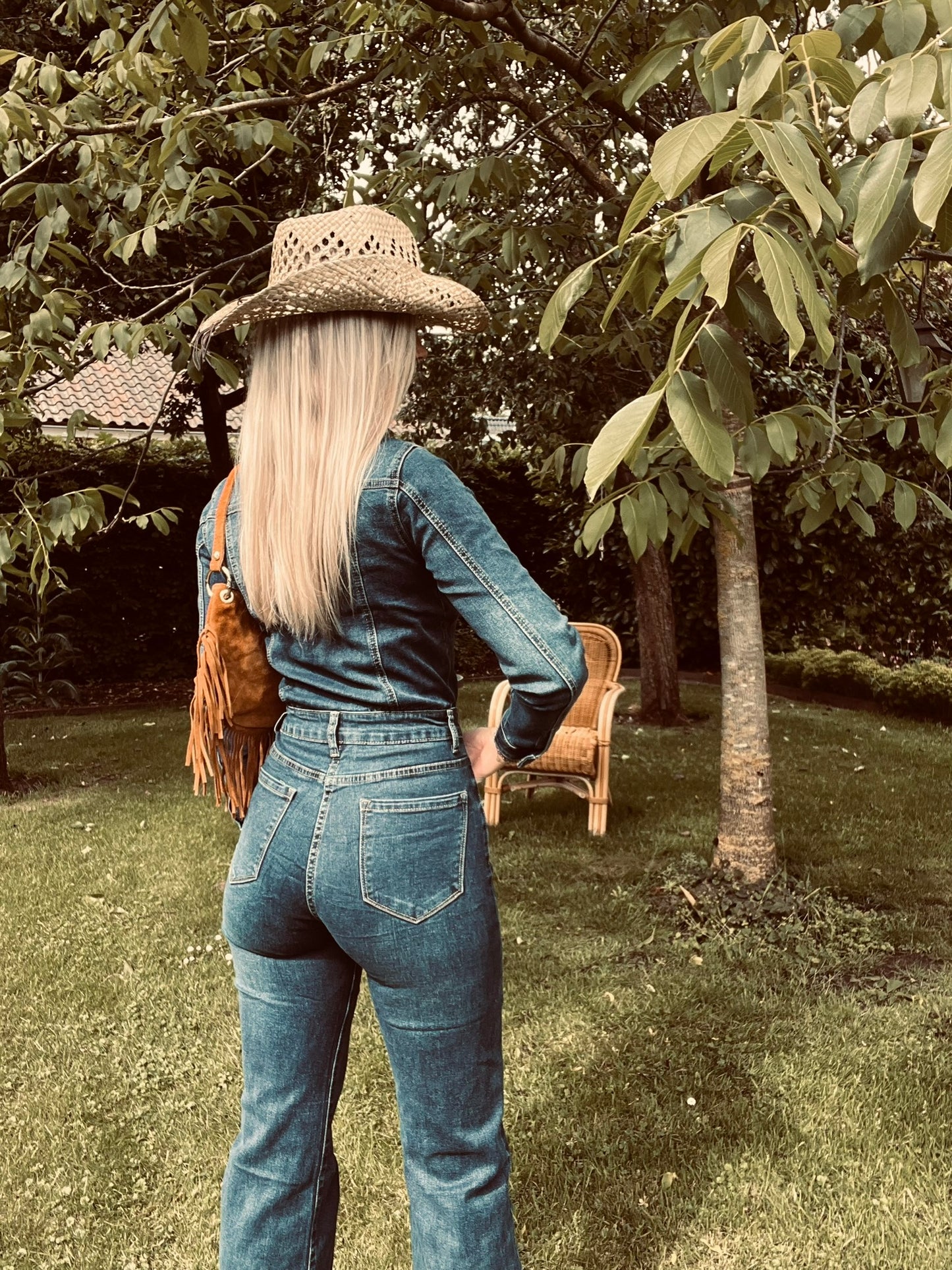 Denim Jumpsuit Met Lange Mouwen