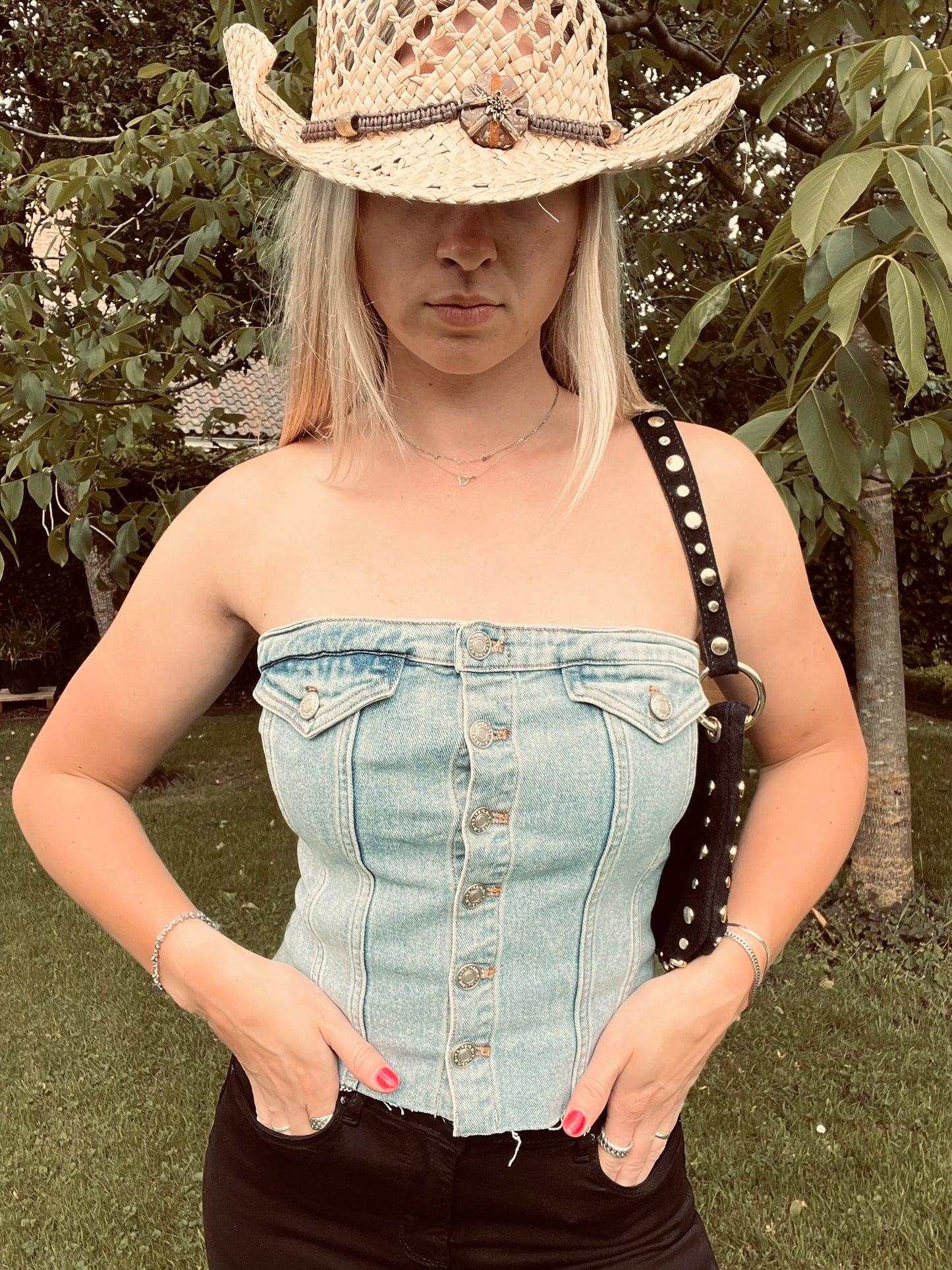 Denim Strapless Top