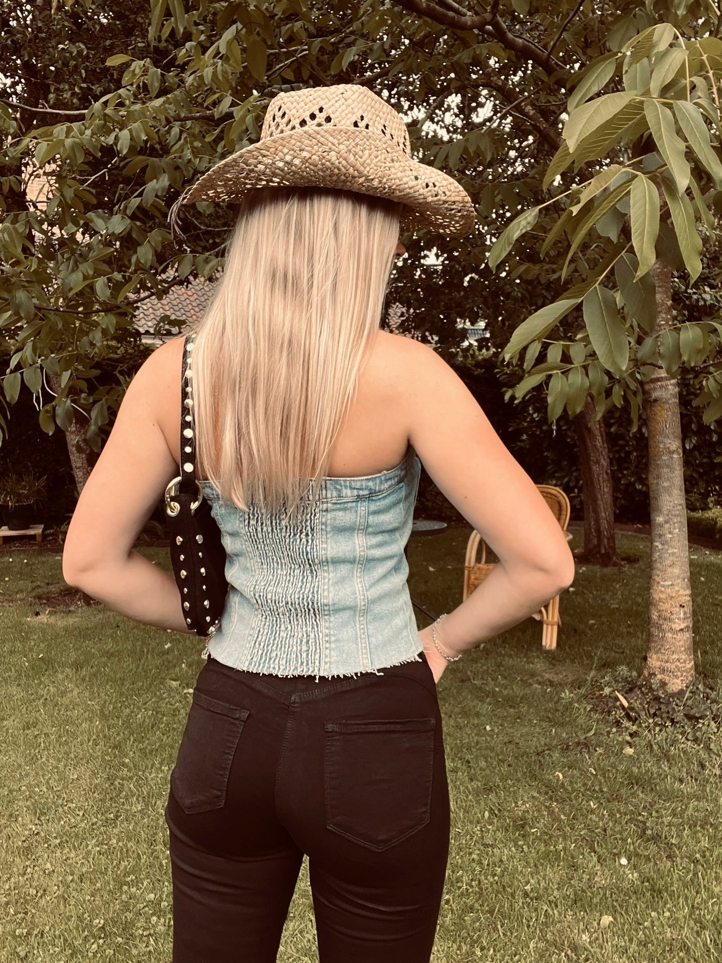 Denim Strapless Top