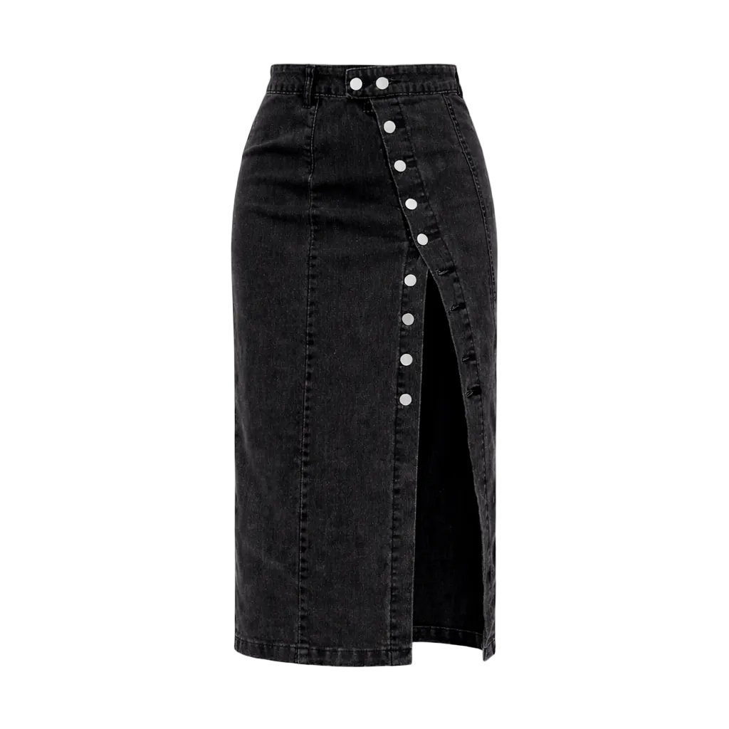 Estee Brown lange Spijkerrok met knopen