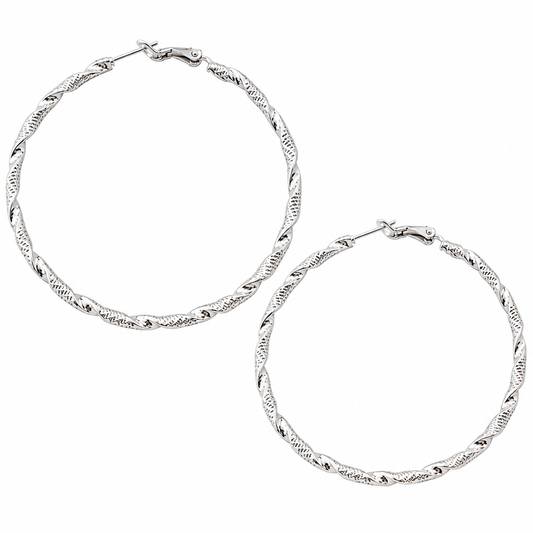 Gedraaide Hoepeloorbellen Zilver