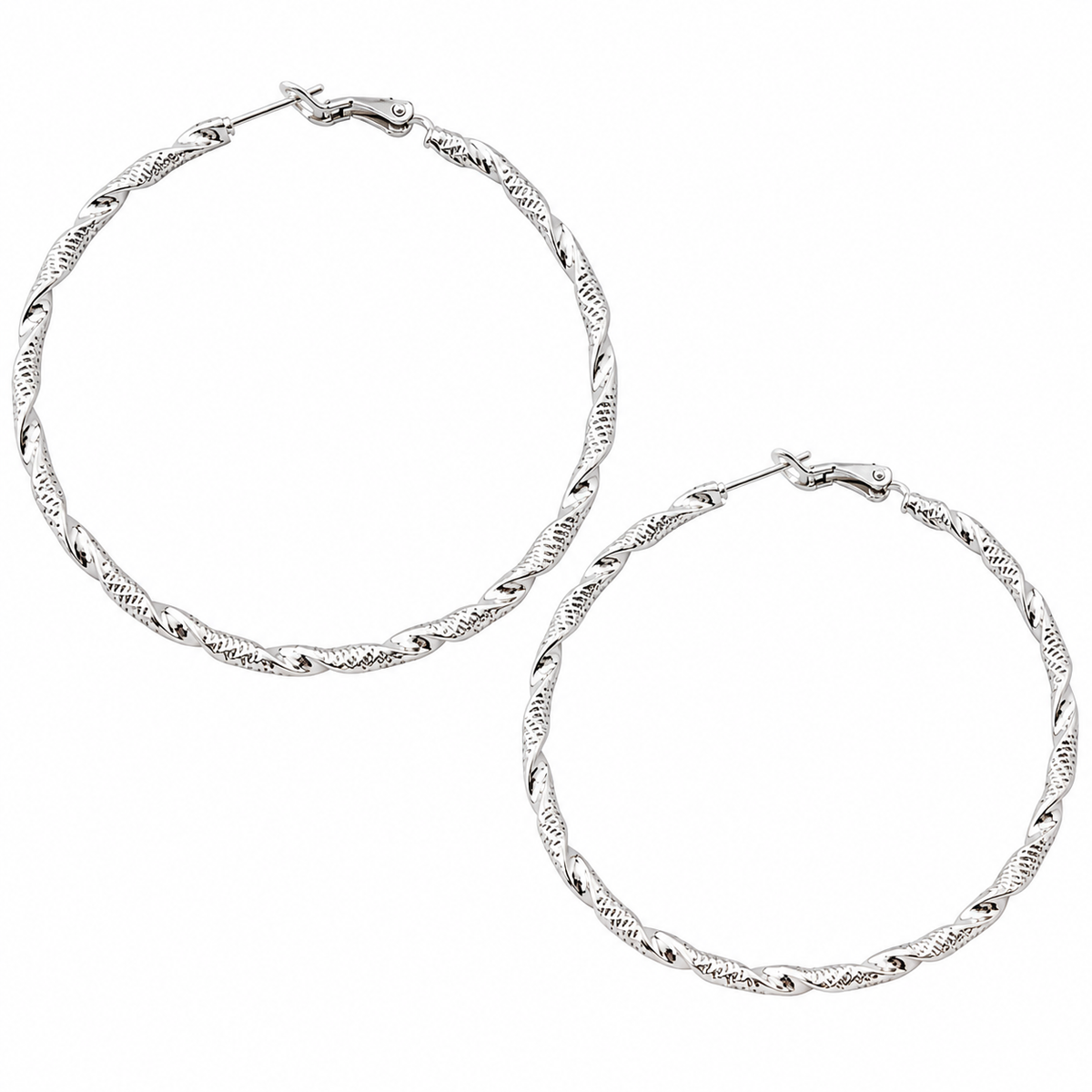 Gedraaide Hoepeloorbellen Zilver