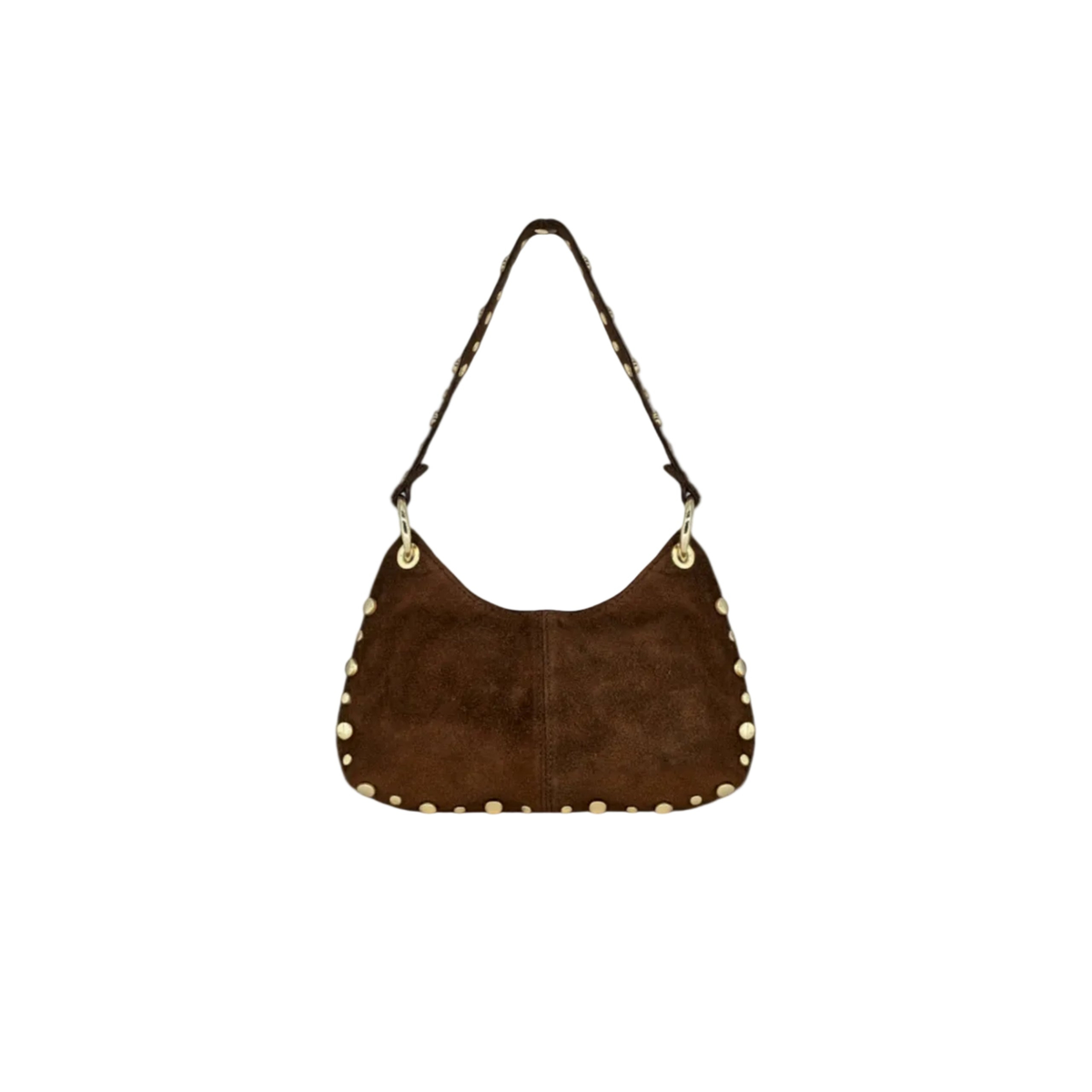 Bruine Suède Leren Tas Met Studs