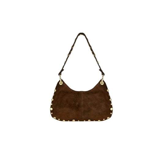 Bruine Suède Leren Tas Met Studs