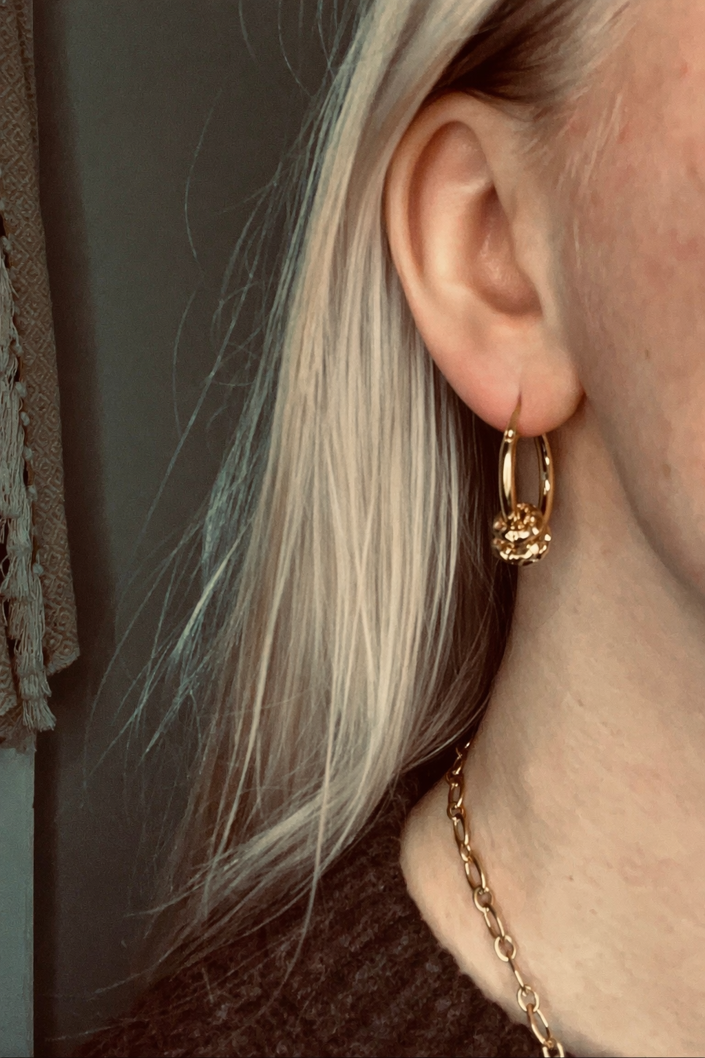 Gouden Geweven Ring Oorbellen