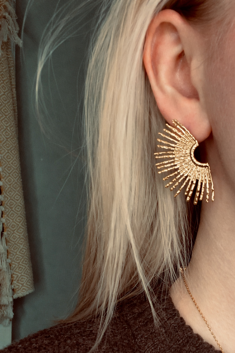 Gouden Oorbellen Met Stralenvorm