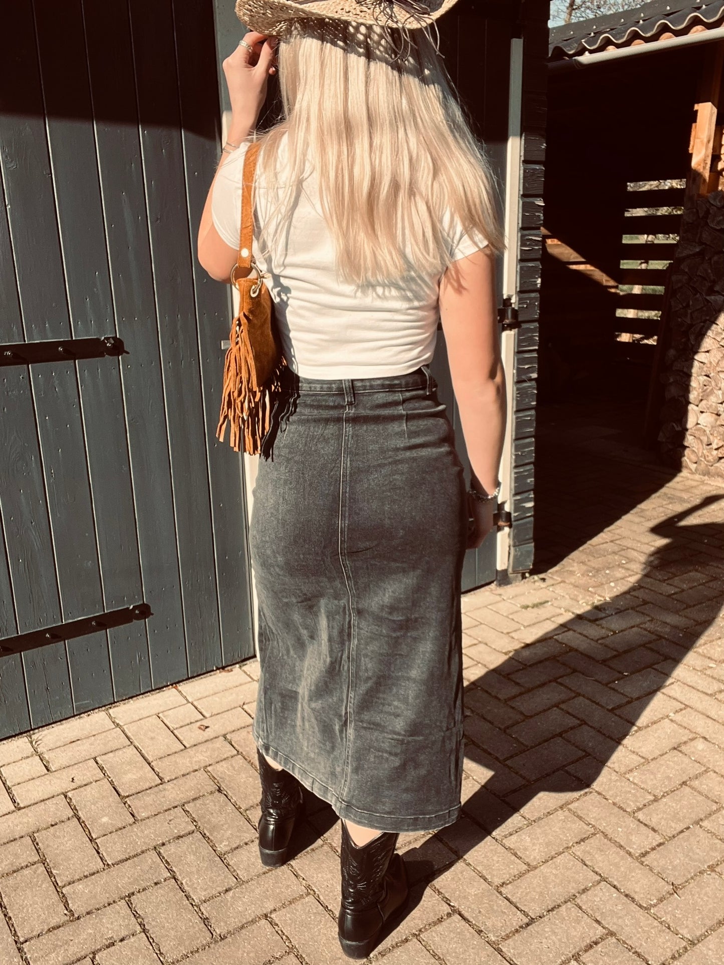 Estee Brown lange Spijkerrok met knopen