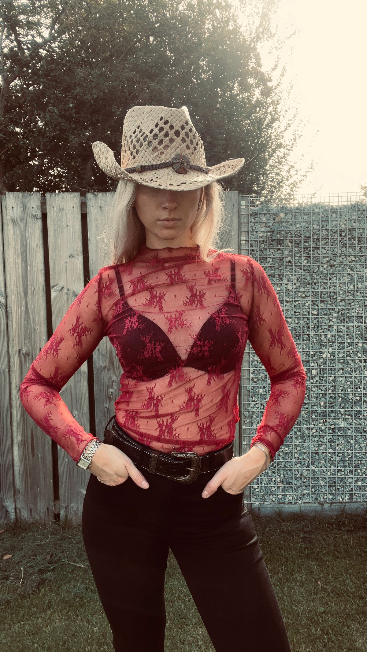 Rode Kanten Top Met Bloemenprint