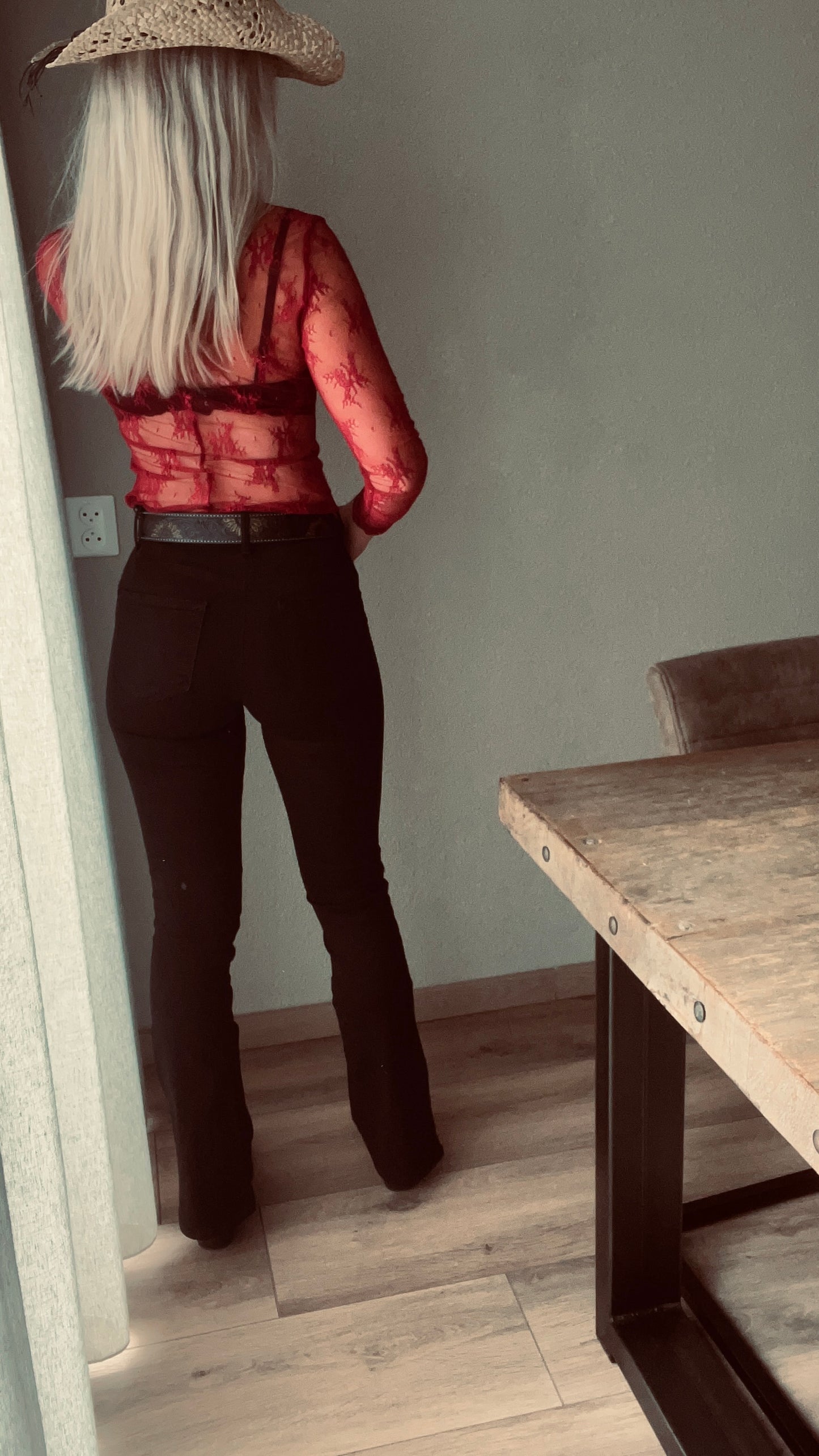 Rode Kanten Top Met Bloemenprint