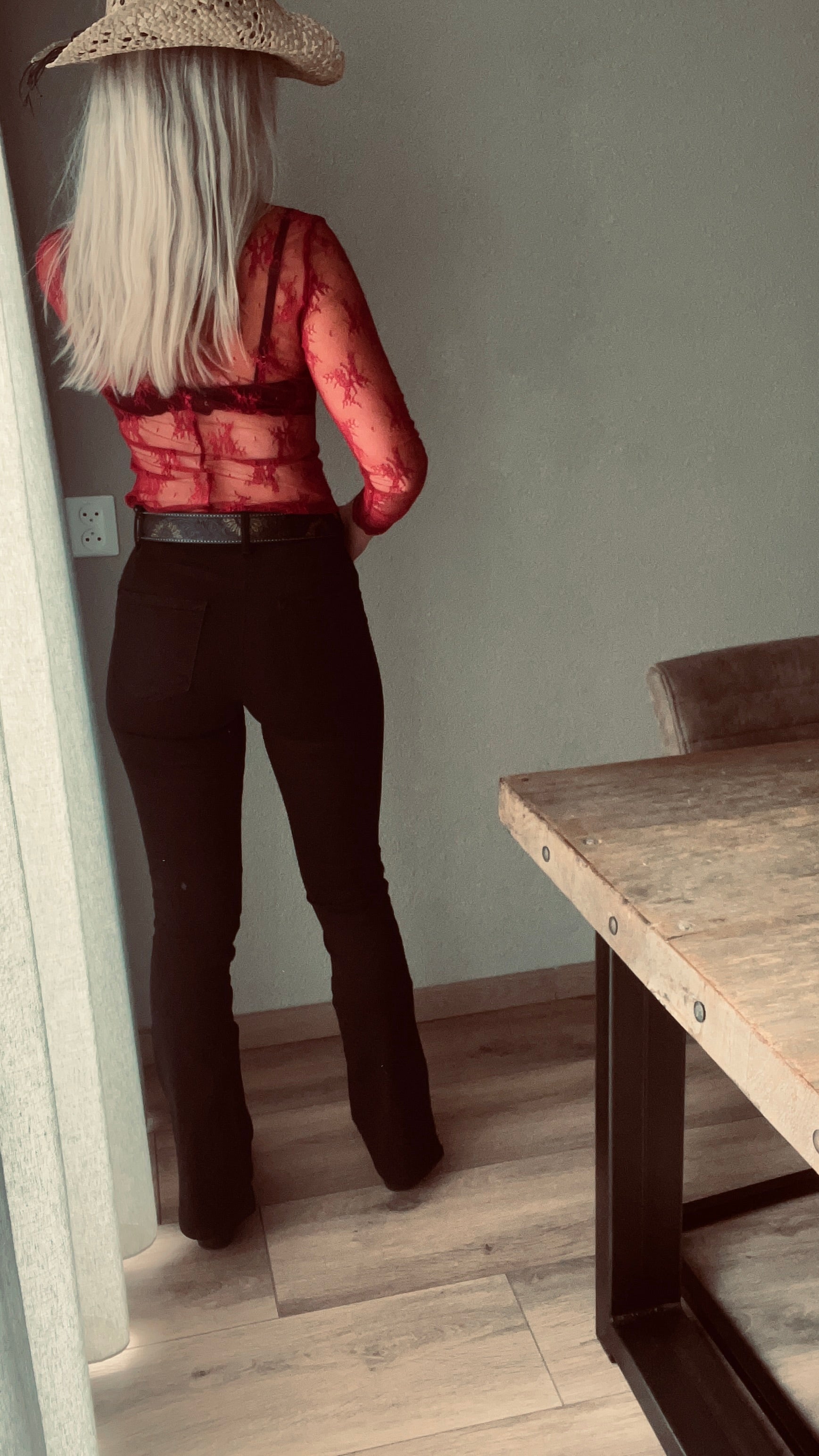 Rode Kanten Top Met Bloemenprint