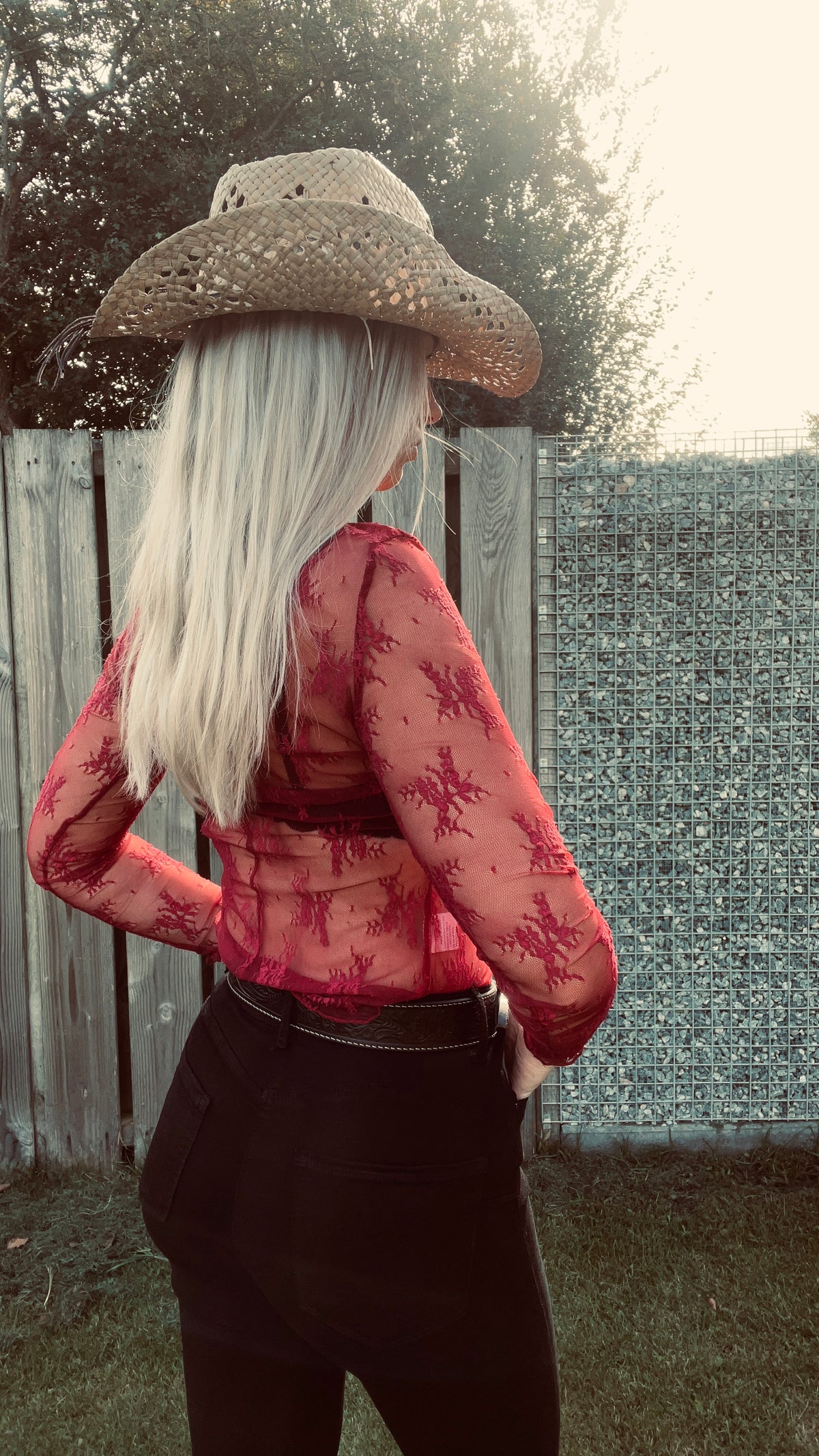 Rode Kanten Top Met Bloemenprint