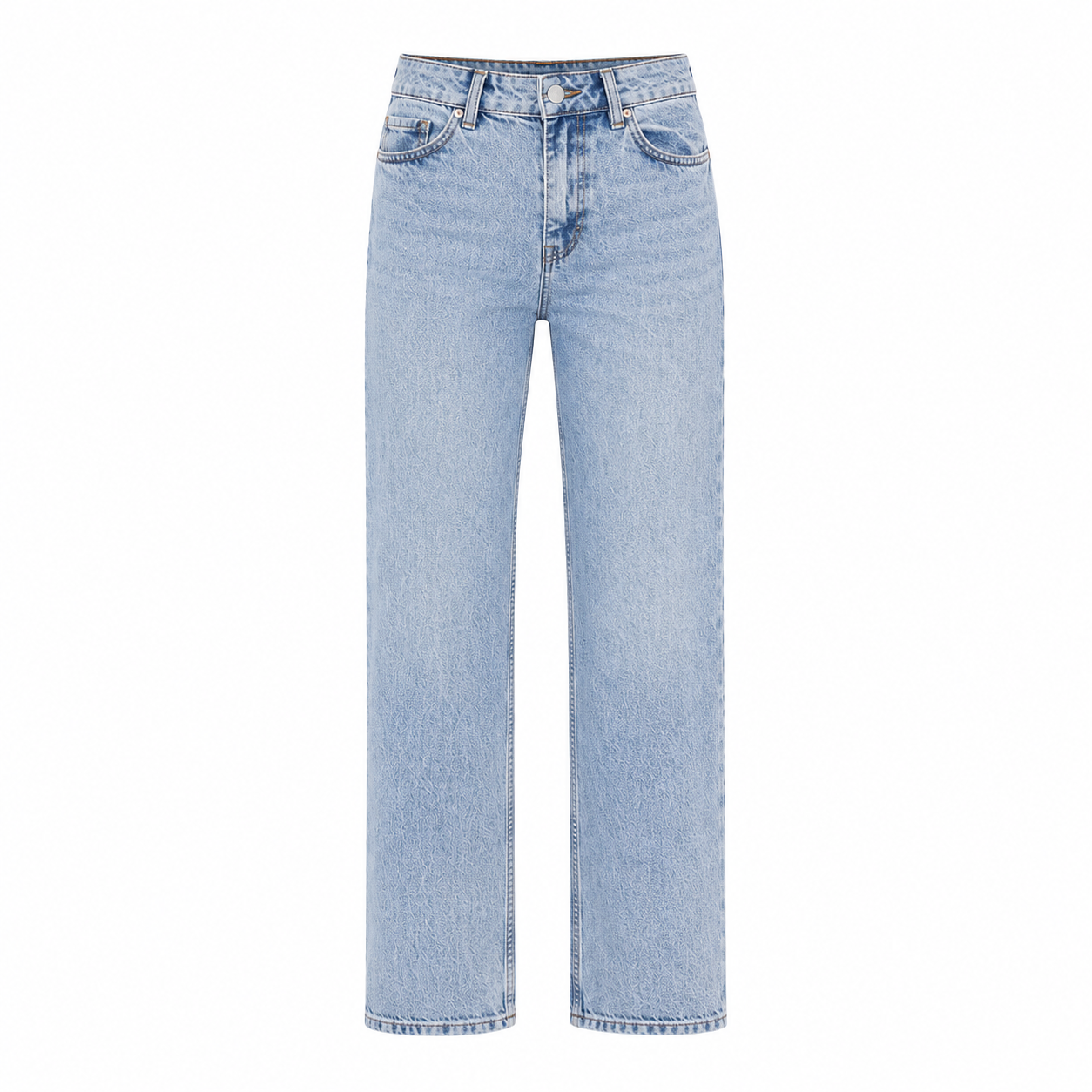 Mid Waist Straight Leg Jeans