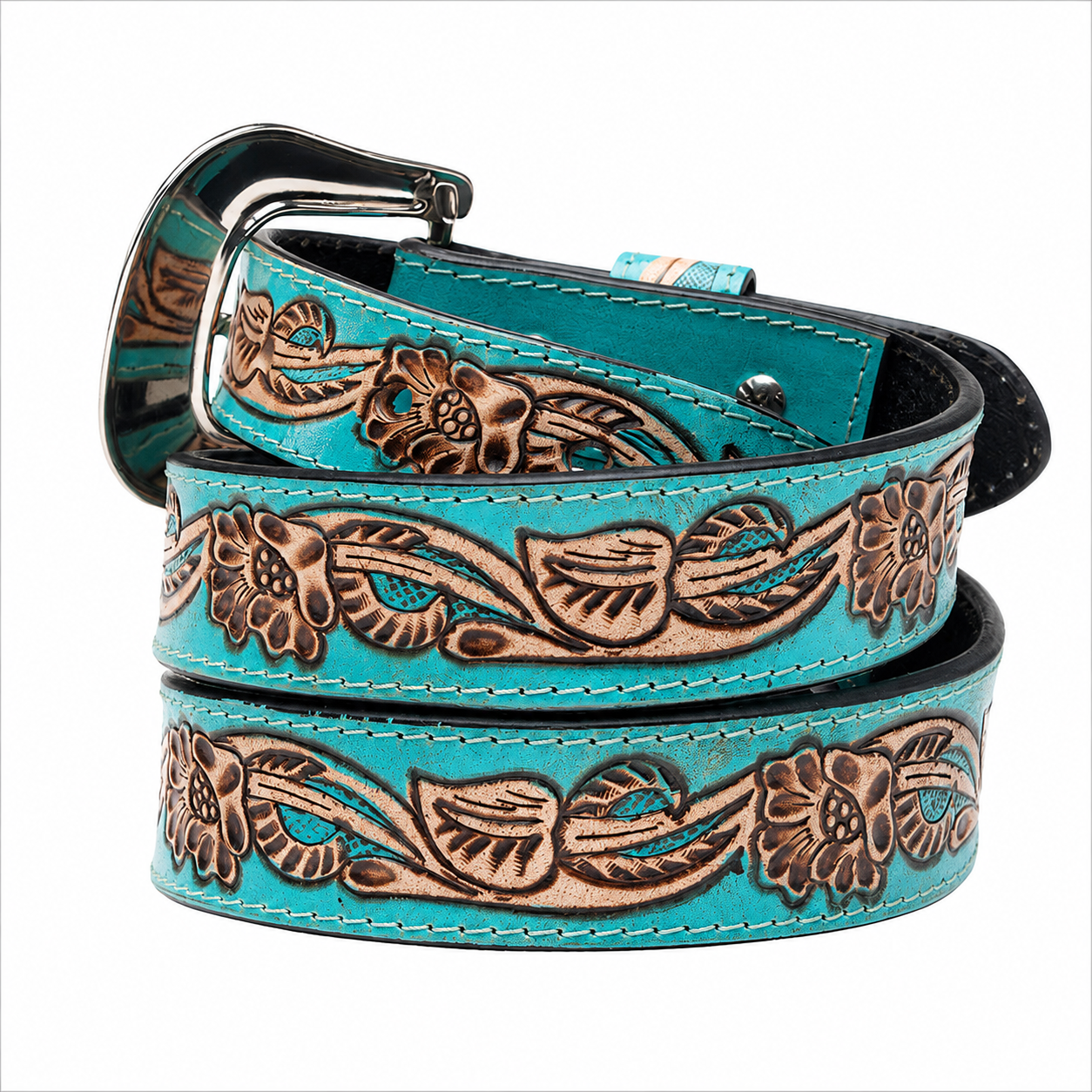 Turquoise Leren Riem