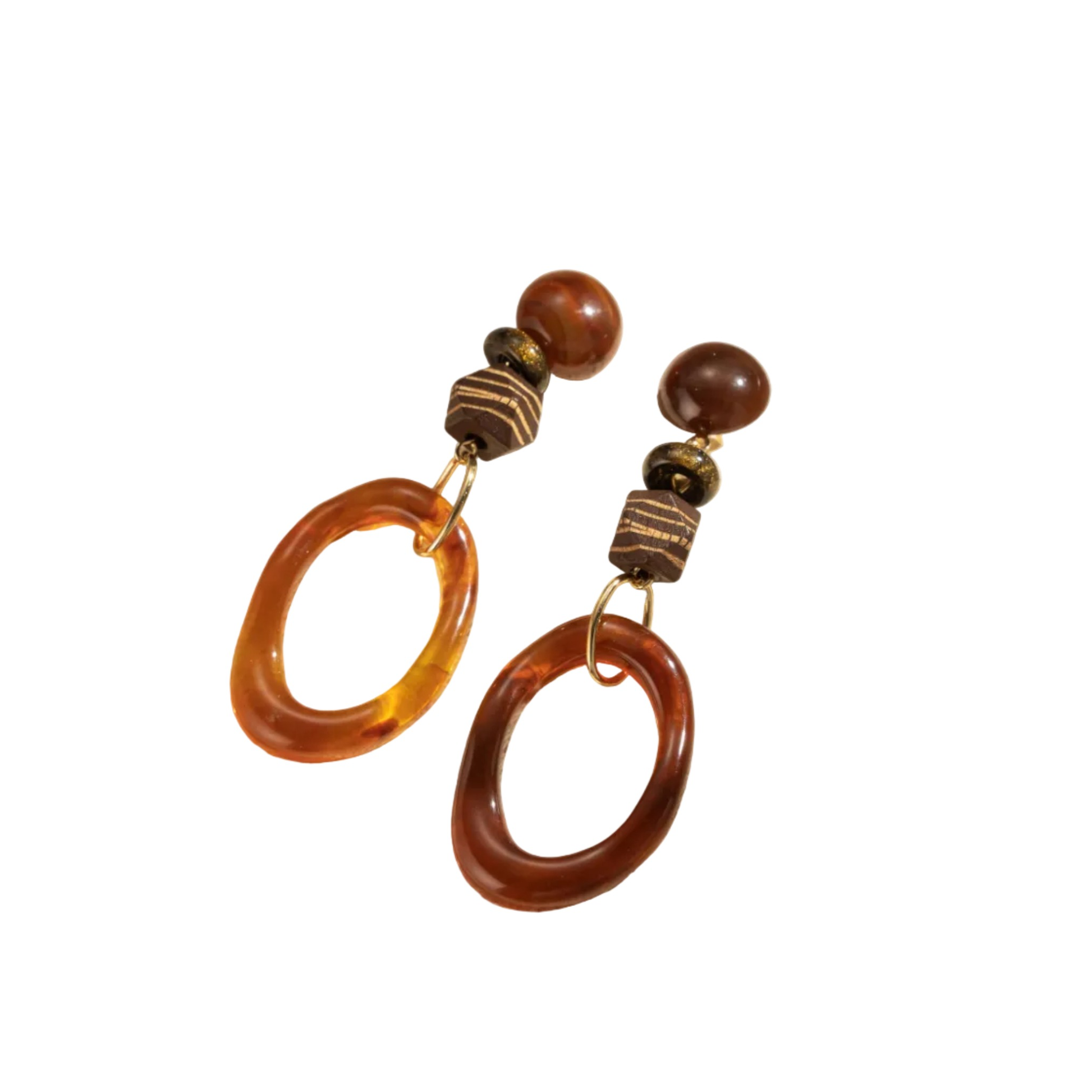 Ovale Amber Hang Oorbellen