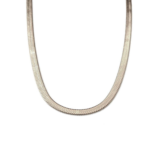 Platte Visgraat Ketting Zilver
