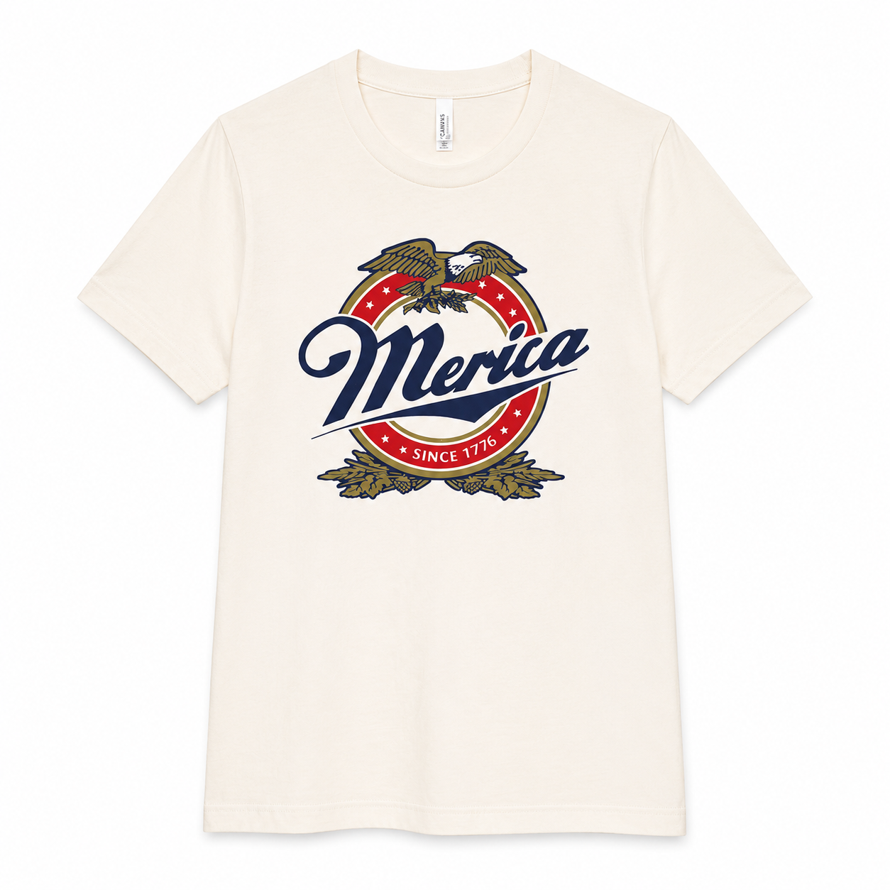T-shirt Met Print 'Merica Beer'