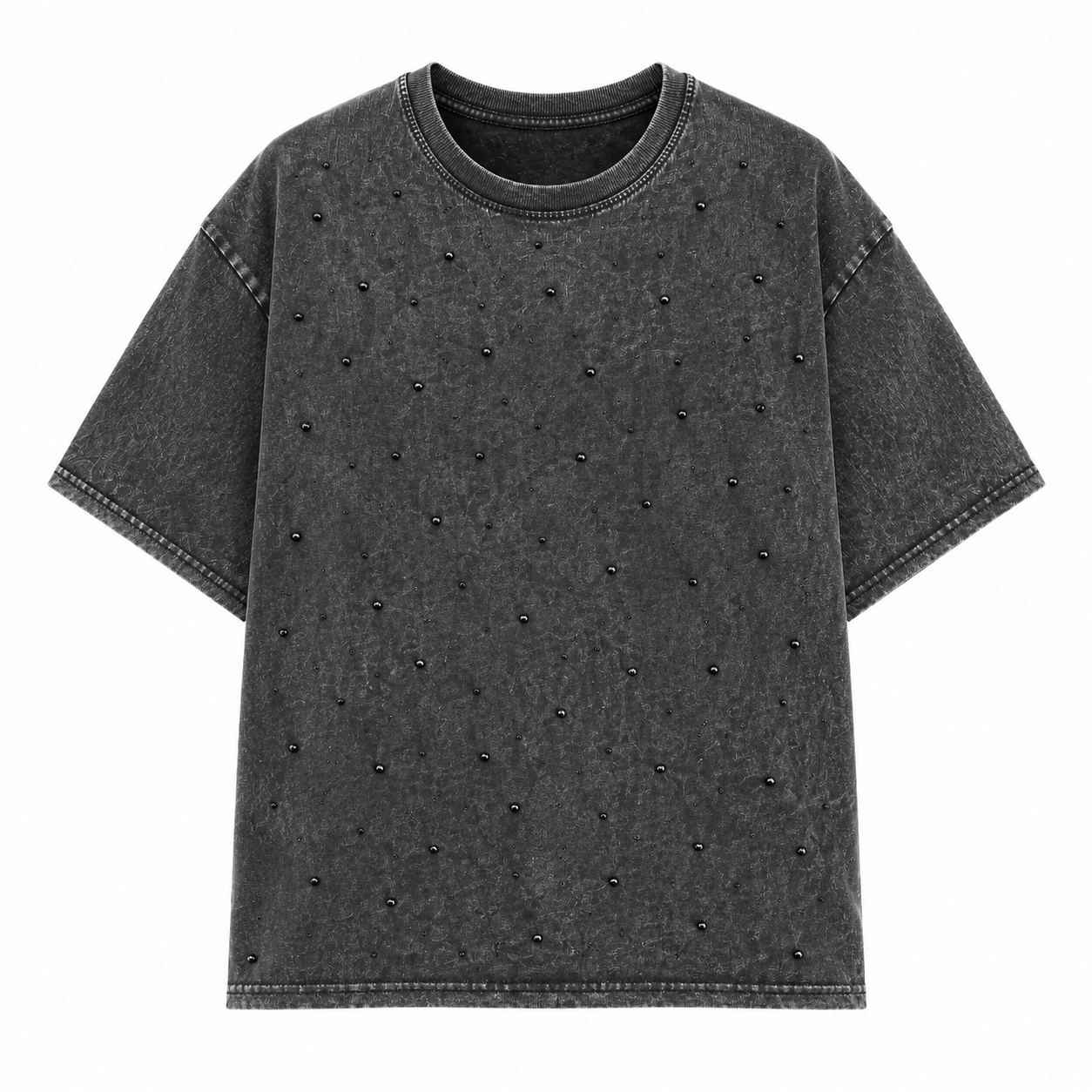 Grijze verwassen t-shirt met steentjes