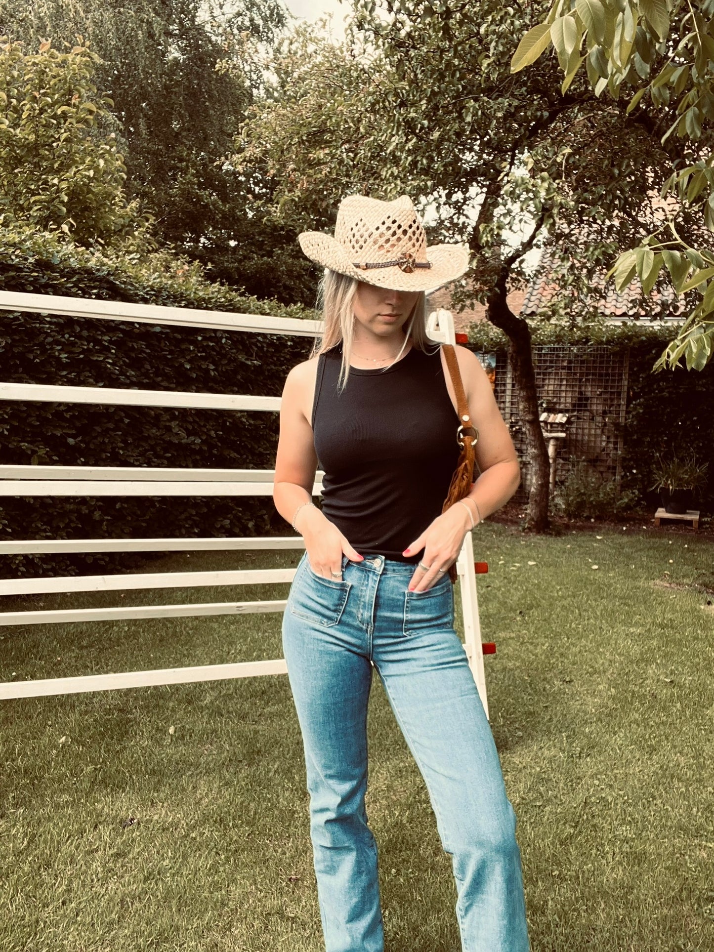 Vintage Look Wide Leg Jeans