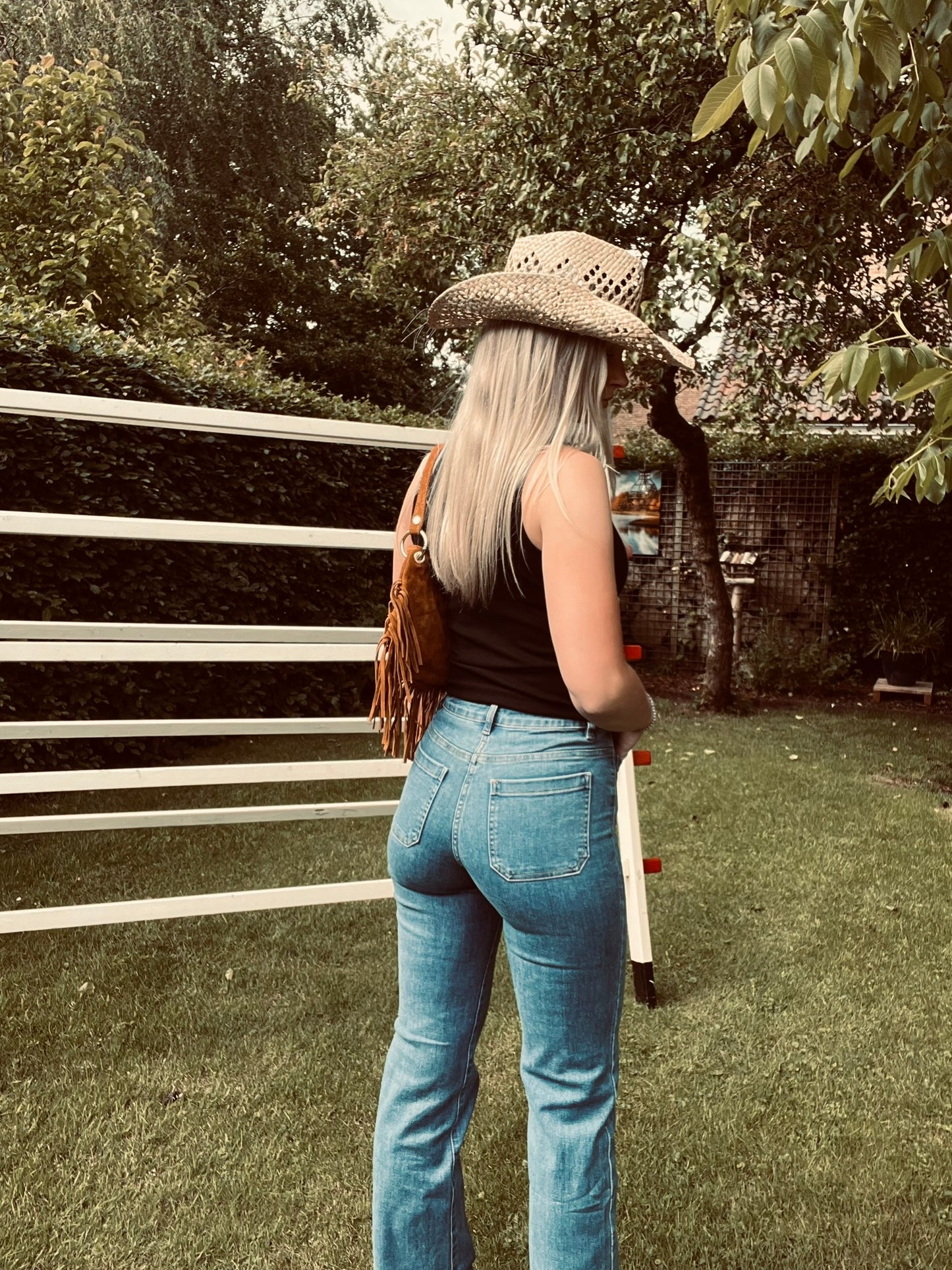 Vintage Look Wide Leg Jeans