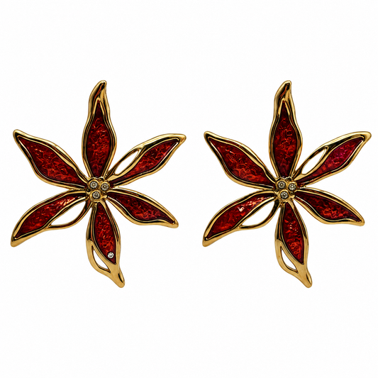 Oorhangers rood bloem