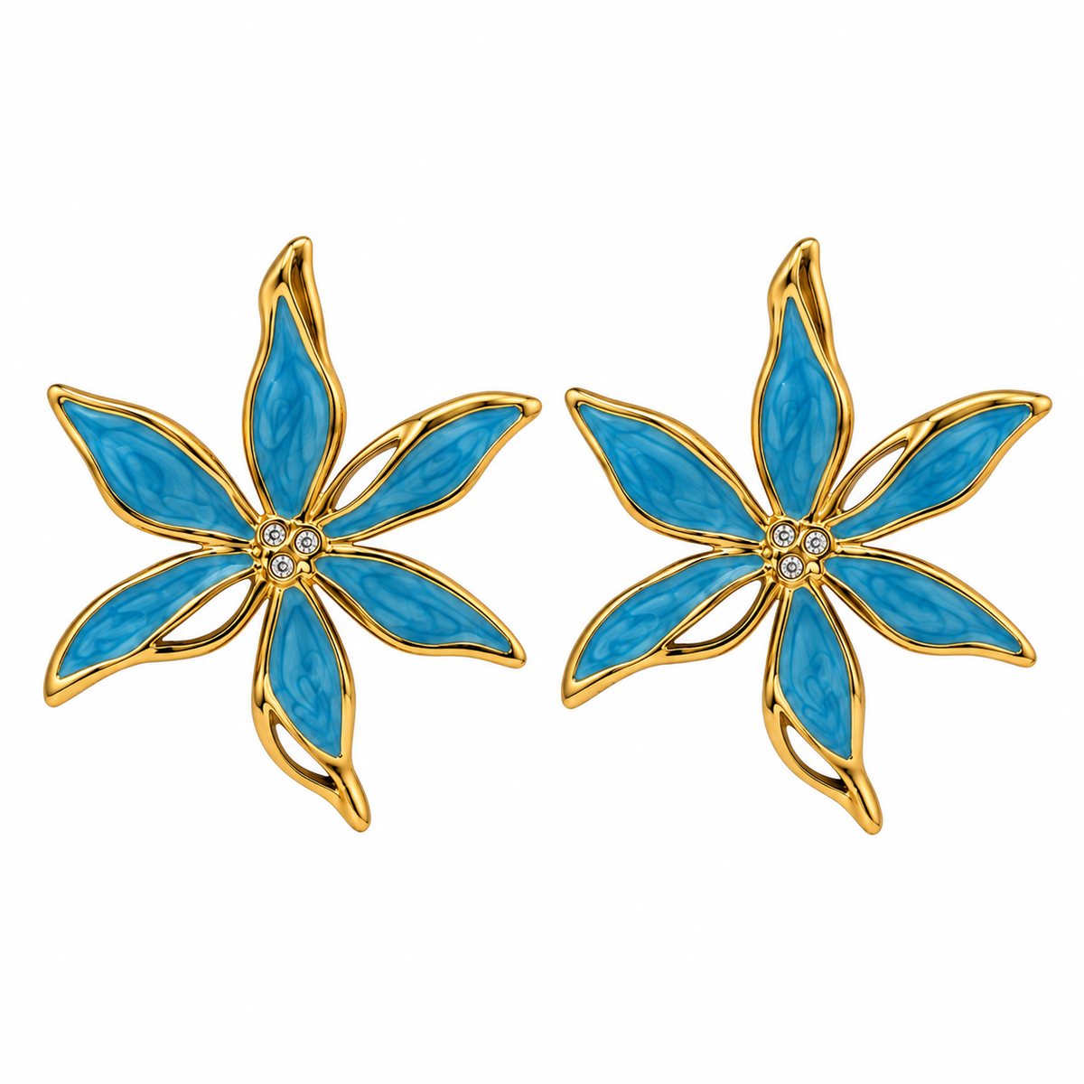 Oorhangers blauw bloem