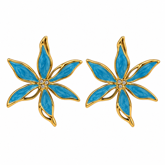 Oorhangers blauw bloem