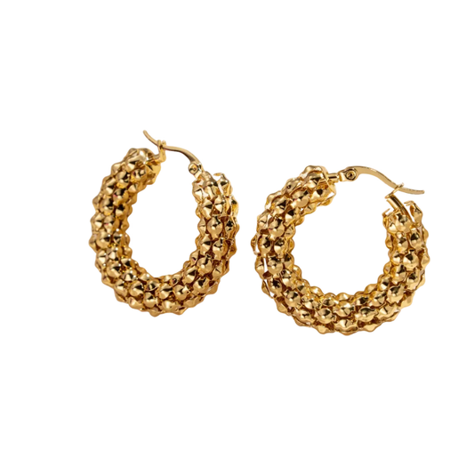 Gouden Oorringen Met Geweven Design