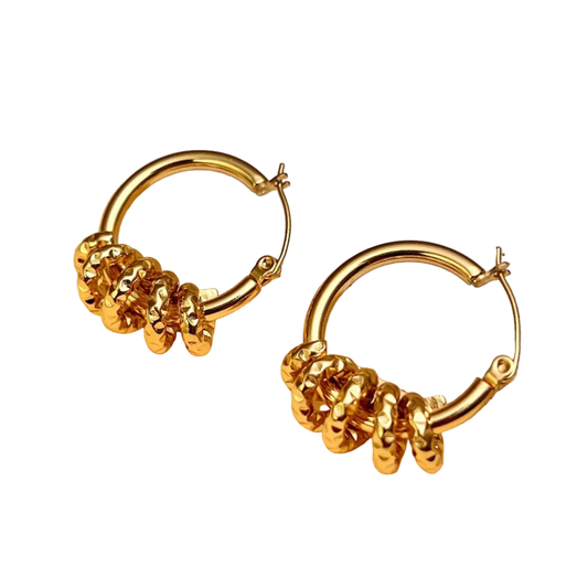 Gouden Geweven Ring Oorbellen