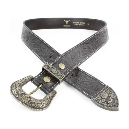 American Bison Zwarte Leren Riem