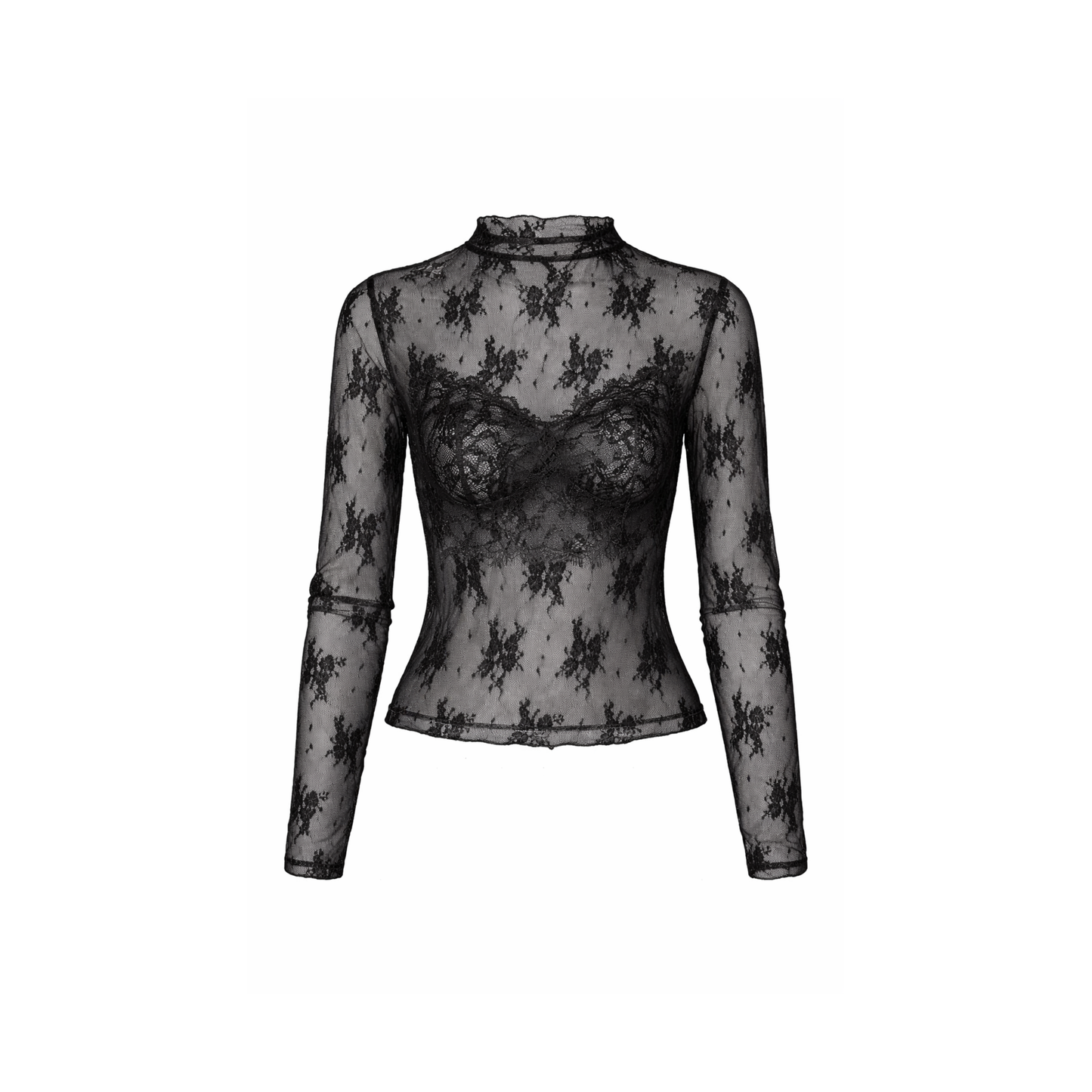 Zwarte Kanten Top Met Bloemenprint